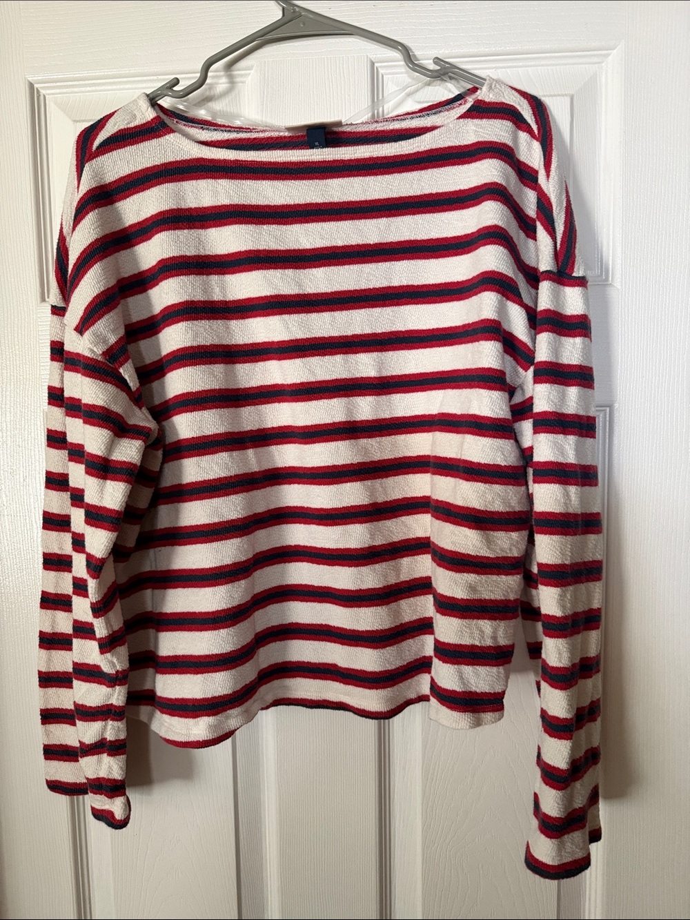 Universal Thread Striped Crewneck Sweater - White, Red & Navy